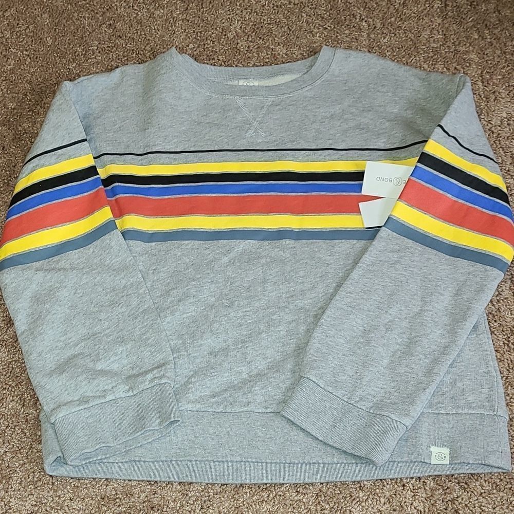 NEW Treasure & Bond, Grey Heather Red Retro Striped sweater
